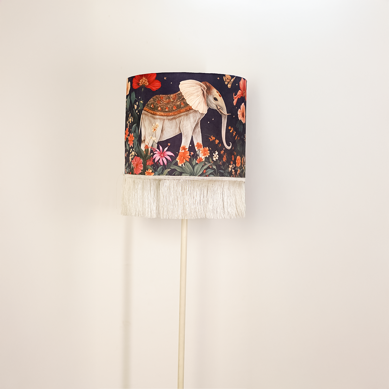 Shaahi Savaari- A statement sleek metal lamp elevated with a timeless Mughal blue  Indian lampshade.