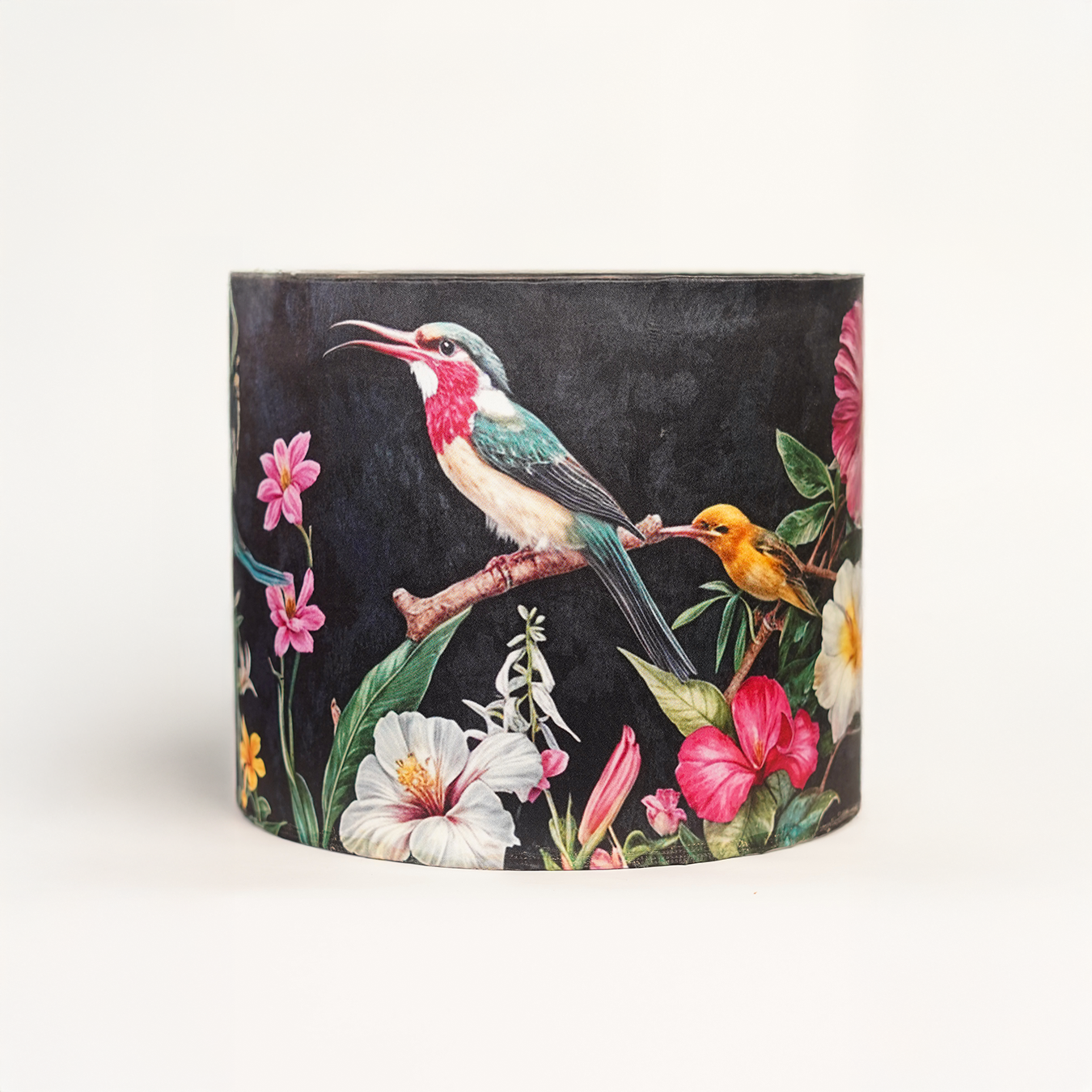 Chandani Bagh- Elegant black ceramic lamp adorned with delicate floral detailing.