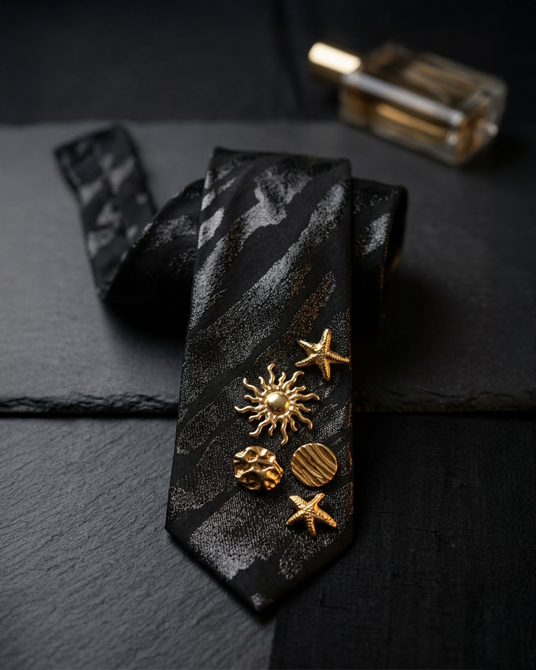 Scarlet Crest - Gold Brooch Statement Tie
