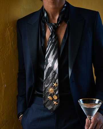 Scarlet Crest - Gold Brooch Statement Tie