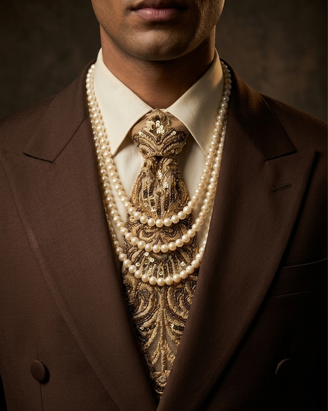 Royal Zari Gold Embroidered Tie